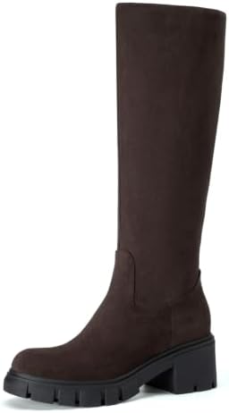 Amazon.com | Athlefit Brown Knee High Boots for Women Wedge